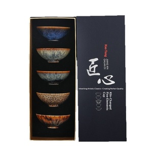 Ensemble de thé ALBLSSA, réutilisable, portable, en céramique et porcelaine moderne, style <span class=keywords><strong>zen</strong></span> de luxe léger, 6 pièces, petites tasses à thé et à café dorées - Product Image 4