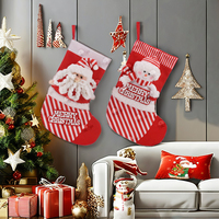 Zaves 19 pouces bas de Noël décorations murales père noël bonhomme de neige peluche poupée paire rouge blanc rayures pour la décoration d'article de vacances