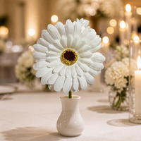 Bunga Gerbera Daisy Sutra Putih Grosir, Tangkai Tunggal 10cm (3.9 Inci), Kepala Bunga 30cm (11.8 Inci), Buatan Tangan, Ringan, Untuk Pernikahan