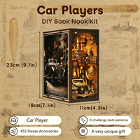 CAYI nouveau lecteur de voiture livre Nook Kit maison de poupée Booknook 3D Puzzle en bois bricolage Miniature Nook livre étagère insérer décor avec lumière