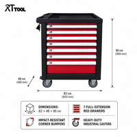 Coffre à outils mobile RTTOOL à 7 tiroirs, armoire métallique avec casier latéral pour atelier automobile