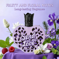 Perfume en Spray para Mujer de Alta Concentración y Larga Duración, 100 ml, Botella con Forma de Corazón, Aroma Floral Amaderado de Gardenia, Frambuesa y Rosa