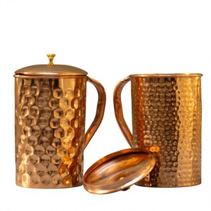 Pichet à eau en cuivre martelé, fait main, écologique, classique et luxueux, avec couvercle, grande capacité, pot à boisson en métal pour le service à domicile - Product Image 5