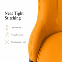 Chaise de salle à manger rembourrée à dossier haut avec accoudoirs, assise rembourrée, support en X, finition orange premium pour la maison et les restaurants