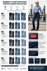 Jean en coton ignifuge NFPA2112 pour femme, protection contre les arcs électriques, pantalon de travail ignifuge pour le secteur pétrolier et gazier - Product Image 5