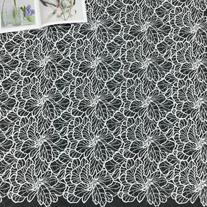 Tela <span class=keywords><strong>de</strong></span> malla con lentejuelas y bordado floral 3D <span class=keywords><strong>de</strong></span> algodón Pizzo Dentelle al por mayor para vestido <span class=keywords><strong>de</strong></span> novia - Product Image 1