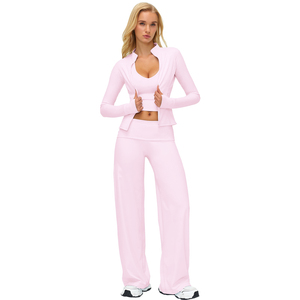 Vêtements de sport pour femmes sur mesure OEM, vêtements de fitness, soutien-gorge de sport à bretelles, débardeur, veste à fermeture éclair intégrale, leggings évasés qui rehaussent les fesses, ensembles de yoga - Product Image 6