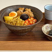 Bol à soupe et nouilles en céramique fait main, style japonais, design rétro de luxe léger, grand format, avec motif fileté, revêtement sous glaçure de couleur, haut de gamme