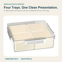 Plateau de service portable en PET transparent avec compartiments amovibles et quatre boucles de sécurité pour boîte de rangement alimentaire pour fêtes