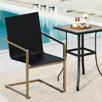 Silla de Comedor Moderna con Estructura de Acero al Carbono y Reposabrazos, Tapizada en Tela No Tejida, para Hogar, Oficina, Parque, Uso en Interiores y Exteriores