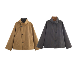 Automne femme 2025 nouvelle mode décontracté double face <span class=keywords><strong>court</strong></span> <span class=keywords><strong>trench</strong></span> manteau rétro femme chic à manches longues. - Product Image 1