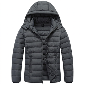 Veste d'hiver matelassée pour femme avec capuche, rembourrée en polyester, tricotée, zippée, imperméable, coupe-vent, décontractée, pour l'extérieur - Product Image 1