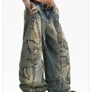 <span class=keywords><strong>Jeans</strong></span> de Moda con Estampado Urbano y Logotipo OEM, <span class=keywords><strong>Jeans</strong></span> Hip-hop Personalizados con Lavado Monkey, Pantalones Anchos de Mezclilla para Hombre - Product Image 2