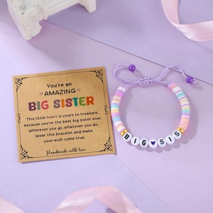 <span class=keywords><strong>Bracelet</strong></span> ajustable en alliage avec initiale et perles pour petites filles, idéal comme cadeau pour <span class=keywords><strong>grande</strong></span> sœur, avec carte de vœux mignonne pour enfants - Product Image 4