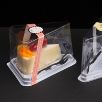 Boîte à gâteau triangulaire transparente en PET de 6 et 8 pouces pour Mille-crêpe, Mousse, Tranches de pâtisserie occidentale, Emballage jetable pour pâtisserie