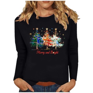 Spot europeo e americano sito web indipendente <span class=keywords><strong>natale</strong></span> vendita calda girocollo da <span class=keywords><strong>donna</strong></span> a maniche lunghe modello di <span class=keywords><strong>t</strong></span>-<span class=keywords><strong>shirt</strong></span> personalizzato - Product Image 5
