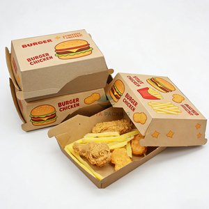 Food Grade Recycled Materials Disposable Hamburger Takeout Box with Custom Logo Print for Fast Food Snacking Packaging - Product Image 2