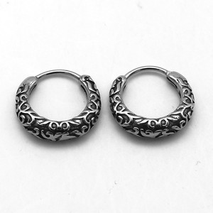 yunnique Huggie <b>Earrings</b> Titanium Steel Retro Pattern Geometric Design For Men And Women - Product Image 1