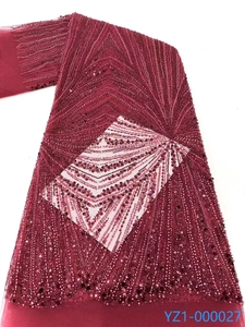 Tessuto in Pizzo <span class=keywords><strong>Nero</strong></span> di Lusso YZ con Paillettes Ricamate, Tessuto in Rete Glitterato, Pizzo Africano Ricamato con Perline per Abiti - Product Image 2