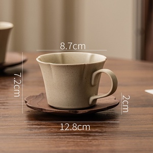 Ensemble de tasses à café en céramique de haute qualité, esthétiquement plaisantes, avec un design rétro, motif uni, parfaites pour le bureau - Product Image 6