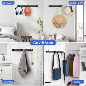 <b>Wall</b> Mounted Baseball Cap <b>Storage</b> Rack Black 2 Tier Hanging Organizer For <b>Bedroom</b> Living Room Behind Door - Product Image 2