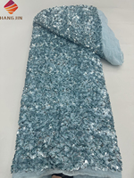 Tissu en dentelle à sequins pour robe de soirée, tissu en dentelle à sequins 3D, tissu en dentelle à sequins nigérian, tissu en dentelle à sequins pour robe de mariée, design tendance