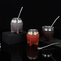 Tasse à café et thé Yerba Mate à double paroi avec paille bombilla et cuillère, nouveau design 2026, en acier inoxydable 304, gobelet isotherme