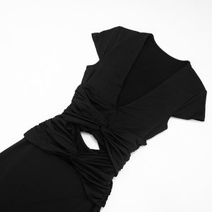 Vestido Casual Elegante para Mujer Viviblook C26DS262, Color Sólido, Manga Corta, Escote en V Profundo, Corte Ajustado, Estilo Maxi - Product Image 5