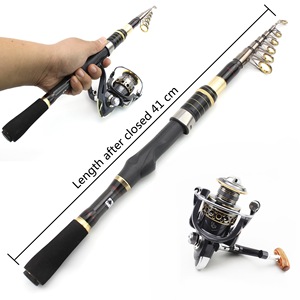 Ensemble de canne à pêche télescopique ultra-courte Searcher 2,1 m avec moulinet spinning et accessoires de pêche - Product Image 2