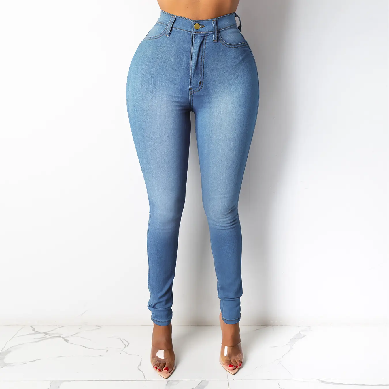 2021 Factory Price Stretch Elastic Skinny Jeans Hose für Damen