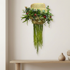 Artificial Hanging Basket with Green Foliage and Berry Accents Decorative <b>Wall</b> Planter for Home Garden Balcony Decor - Product Image 1