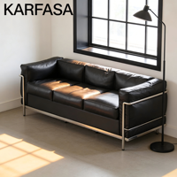 Canapé Bauhaus Corbusier, style moderne minimaliste, une place, cuir véritable, pour réception et réunions d'affaires