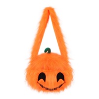 Sac à bonbons en peluche citrouille d'Halloween, sac à main pour la fête des trucs ou des fripes, seau citrouille moelleux pour la décoration de fête d'enfants et accessoire de cosplay