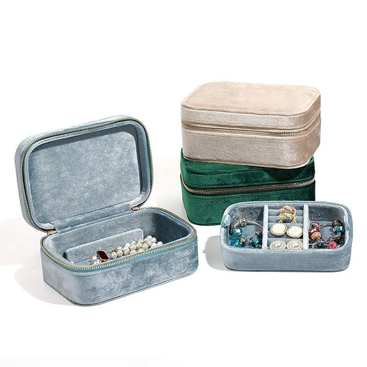 Exquisite Mini Ring Earring Necklace Gift Box Jewellery Case Velvet Small Travel Jewelry Storage Box Leather Jewelry Organize