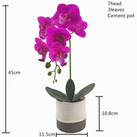 Sutra berkualitas tinggi anggrek pot realistis palsu vas Phalaenopsis untuk pernikahan Hari Valentine's Thanksgiving dekorasi wisuda lembut