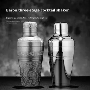 <span class=keywords><strong>Baron</strong></span> estilo japonés 304 juego de coctelera de acero inoxidable Jigger de tres etapas para camareros Opción de logotipo personalizado - Product Image 1