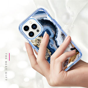 Fundas de teléfono de mármol 2024 para iPhone 16 Pro Max 15 Plus 14 13 12 Mini 11 XR 8 Plus 3 en 1, funda protectora resistente a prueba de golpes - Product Image 3
