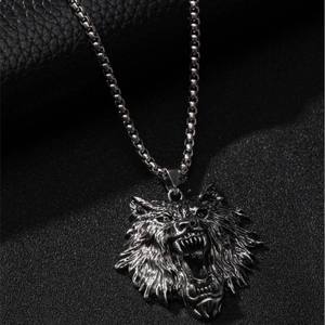 नए आगमन फैशन गहने हार पुरुषों के लिए विंटेज भेड़िया सिर मिश्र धातु पेलेंट अद्वितीय स्टेनलेस स्टील हार - Product Image 4