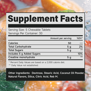 Creatina Monohidrato Orgánica Certificada HACCP, NSF, ISO, GMP, en Tabletas Masticables, Mezclas Personalizadas de Aminoácidos Naturales, Servicio de Marca Privada OEM ODM - Product Image 2