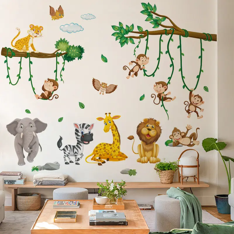 ベビールームに適したDIYアート壁の装飾リビング教室の壁の装飾アフリカのジャングル動物の壁のステッカー