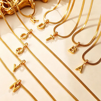 Collier en acier inoxydable plaqué or 18 carats, chaîne serpent minimaliste, pendentif perle 3D, 26 lettres
