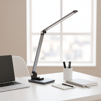 Lampe de table LED contemporaine à température de couleur simple, avec charge sans fil, éclairage latéral flexible tactile électrique, protection des yeux