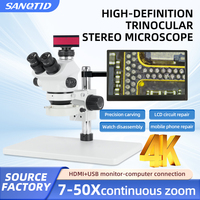 Microscope trinoculaire SANQTID TD-750P-4KH avec caméra zoom pour réparation de téléphones et de processeurs, indice de protection IP53 + sortie USB