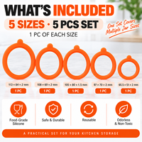 Lot de 5 joints d'étanchéité en silicone écologiques pour bocaux, formes personnalisées, qualité alimentaire, pour couvercles à pince de bocaux en verre
