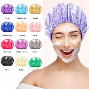 Nuevo Gorro de Ducha Elástico y Reutilizable para Mujer, de Satén, Doble Capa, Impermeable, con Aceite, Regalo Promocional, Cómodo - Product Image 1