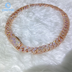 สร้อยคอฮิปฮอปแบบ Cuban Link ขนาด 15 มม. ประดับเพชร VVS Moissanite เงินแท้ 925 สไตล์ฮิปฮอป - Product Image 4