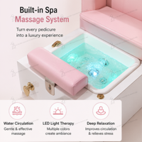 Fauteuil de pédicure de luxe rose à dossier haut avec bassin de spa pour les pieds, mobilier de salon de manucure, fauteuil de massage des pieds, fauteuil spa pour les pieds