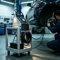 Herramienta de mantenimiento del sistema de frenos de coche Amsxzo HY-5001, diseño de limpieza por pulsos DC12V, cuatro recipientes de recuperación de 1L independientes