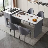 Table de salle à manger îlot de style crème pour salon, table à thé intégrée, îlot rétractable en ardoise, idéale pour la maison et les petits appartements