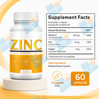 Capsules de complexe de zinc à marque privée avec vitamine C et cuivre, complément de soutien immunitaire, fabricant OEM ODM
